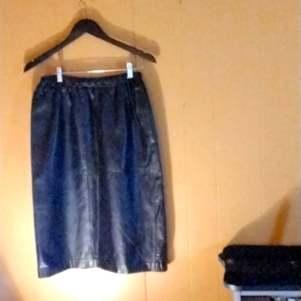 A black leather skirt